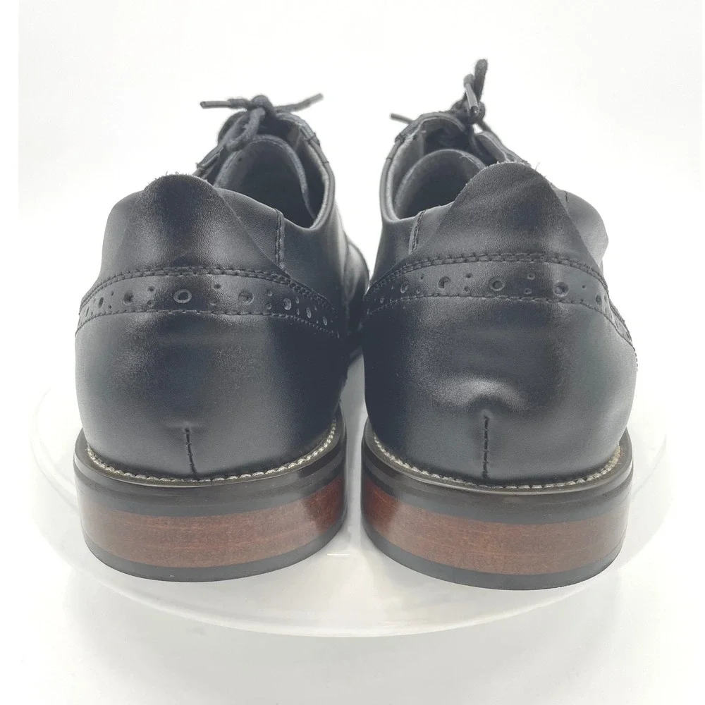 Steve Madden Eddee2 Oxford Mens 13 Black Leather Wingtip Brogue Dress Shoe